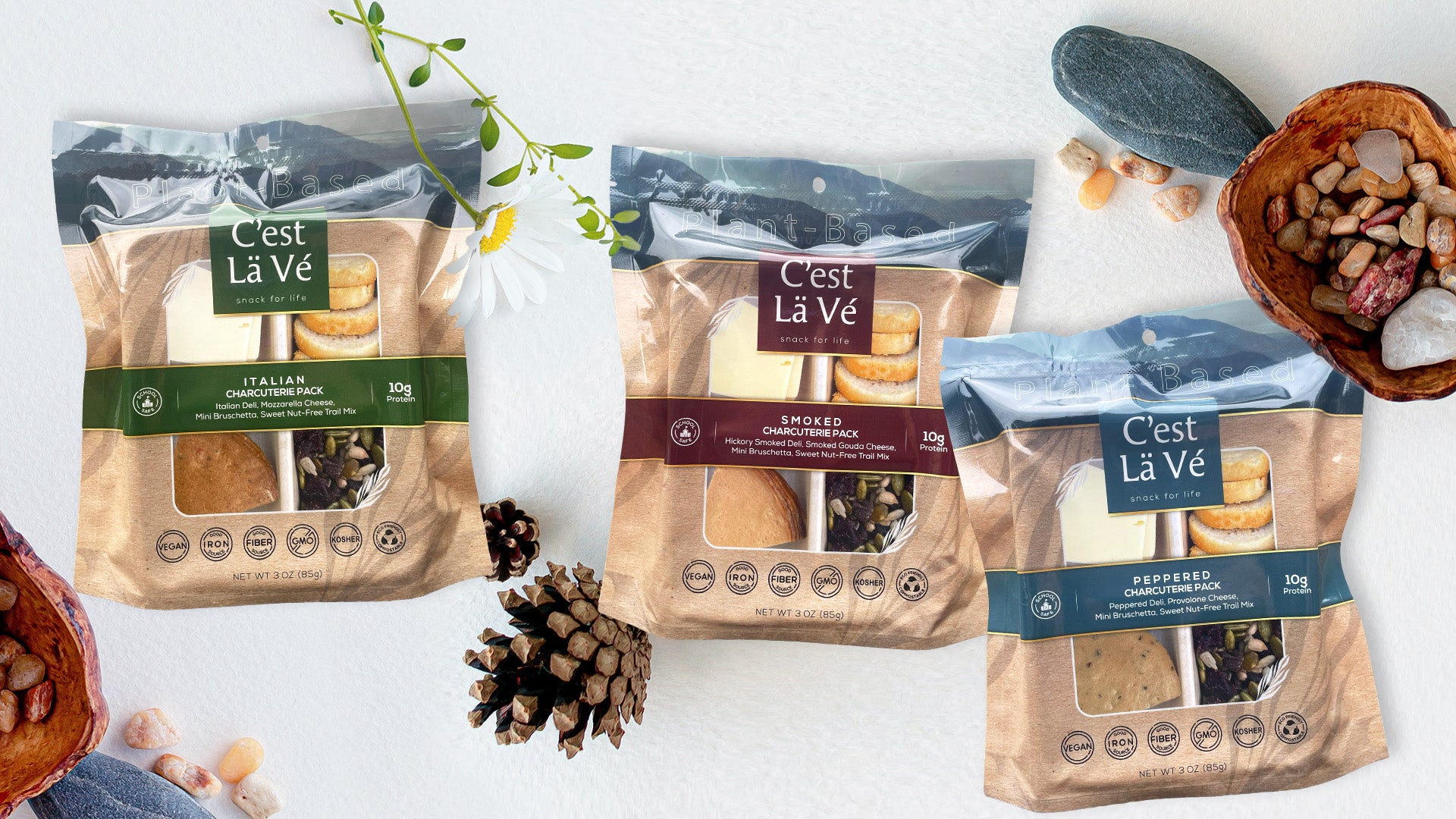 C'est La Vé Variety Charcuterie Luncherie Snacks: Including our Italian, Smoked, and Peppered Luncheries - Perfect vegan snack on the go.