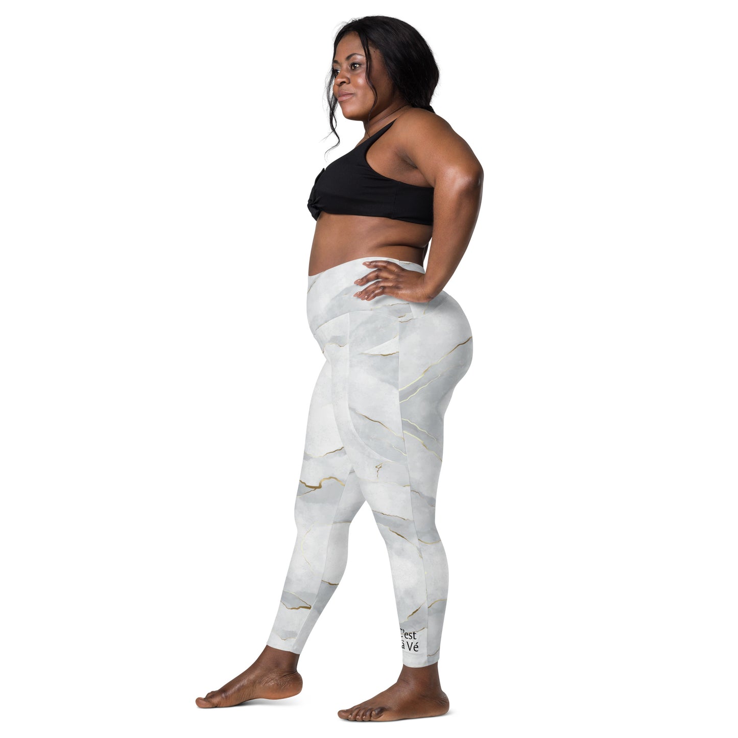 Gray Marble Recycled Leggings with Pockets