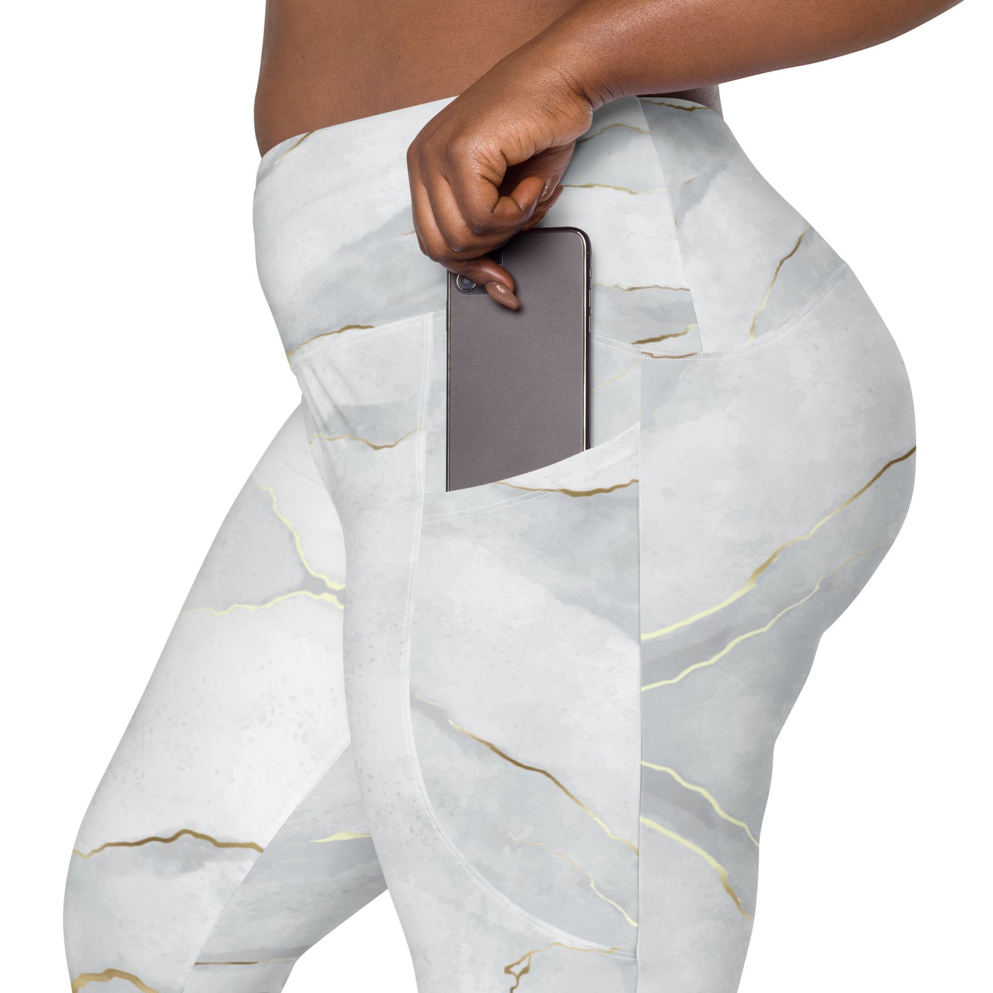 Gray Marble Recycled Leggings with Pockets