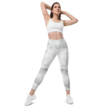 Gray Marble Recycled Leggings with Pockets